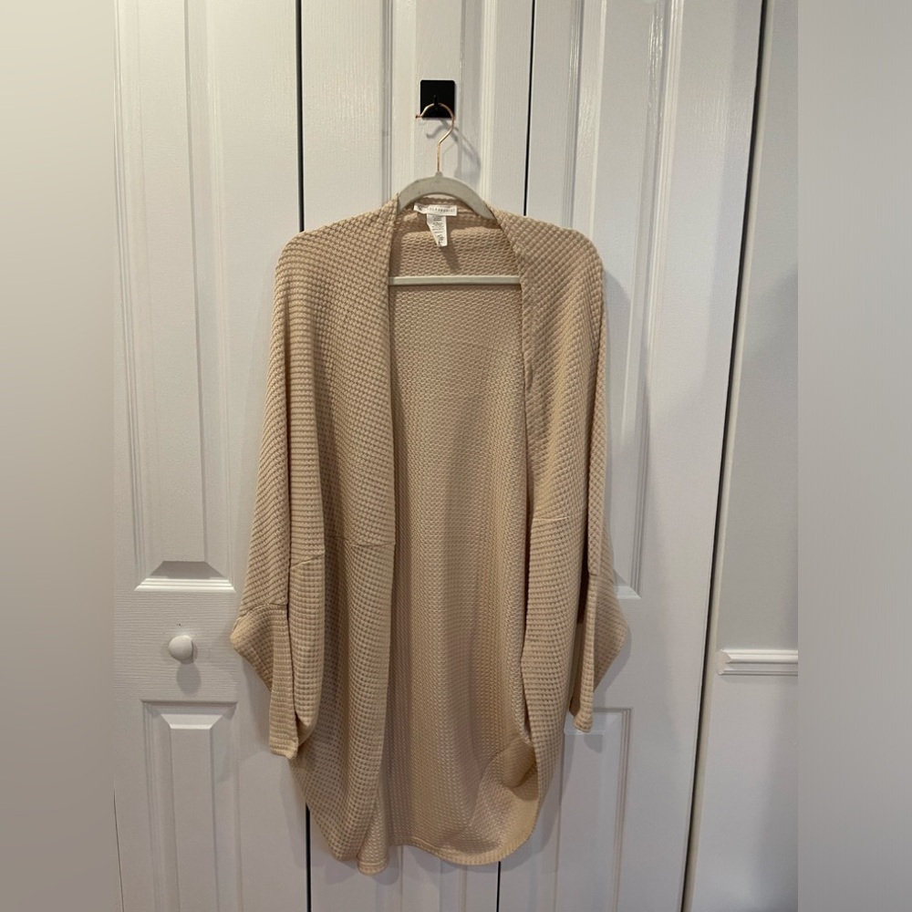 beige cocoon waffle cardigan